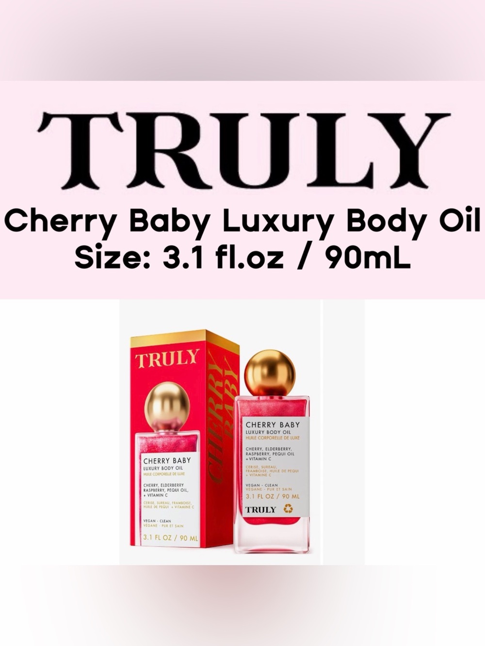 Truly - Cherry Baby Luxury Body Oil - New in Box  (3.1 fl oz / 90mL) - NEW